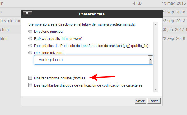 Mostrar archivos ocultos