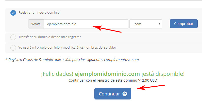 Elegir un dominio
