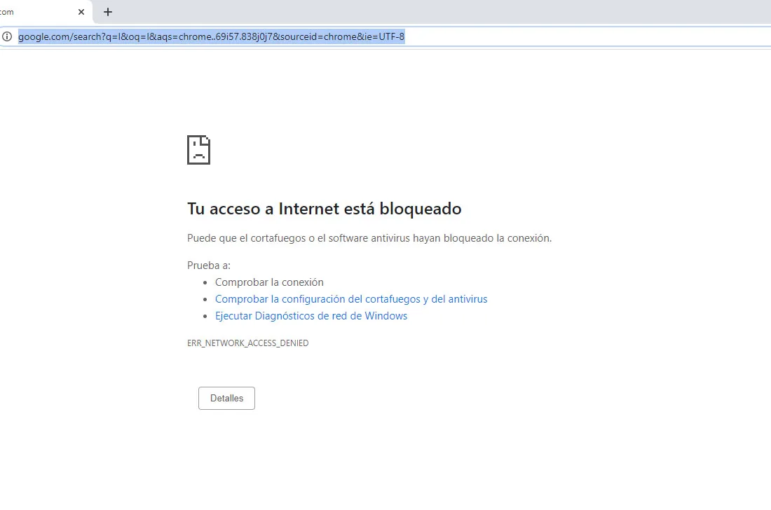 internet bloquea una página